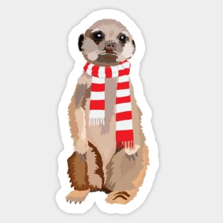 Micky Meerkat in Red and White Football Scarf Sticker